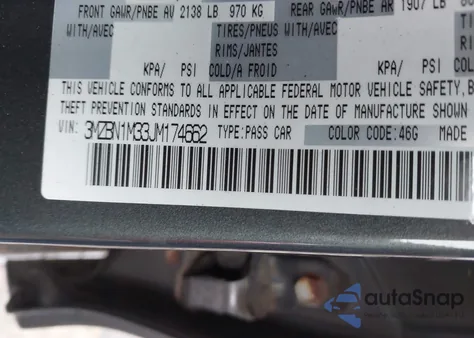 2018 Mazda Mazda3 Grand Touring z USA, uszkodzony, nr VIN 3MZBN1M33JM174662